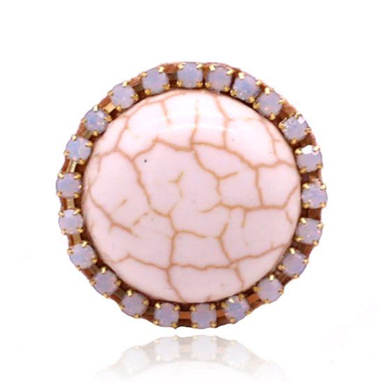 Deja Jewels Lookinggoodtoday Handgemaakte ronde verstelbare Ibiza ring wit van leer met kristallen en turkoois