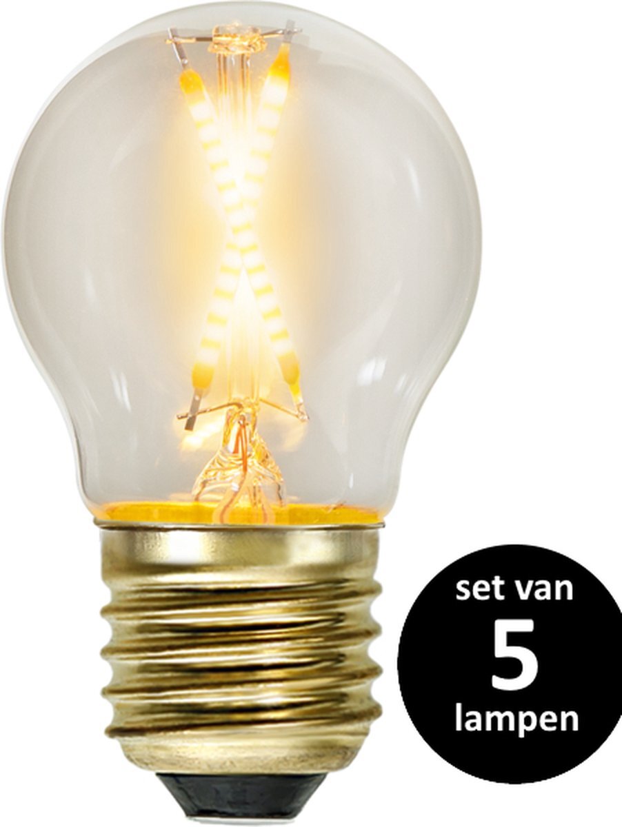 Star Trading Soft Glow Kogellamp - E27 - 0,5W -Super Warm Wit (< 2200K) -Niet dimbaar - set van 5