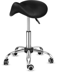 Bayt Zadelkruk - Zadelstoel - Kapperskruk - Zwart - In hoogte verstelbaar - Met wielen - Modern