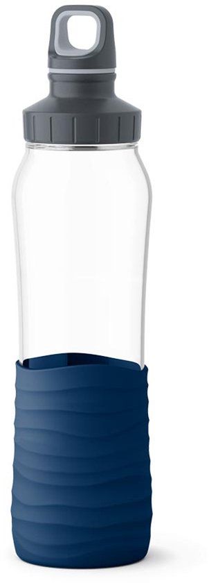 EMSA DRINK2GO 700 ml Glas, Silicone Blauw, Transparant