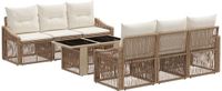 vidaXL Tuinbank - Set - 7-st - Beige en Crème Wit - Polyrattan
