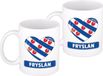 Bellatio Decorations I Love hartjes vlag Friesland - 4x stuks - koffiemok - beker - wit - 300 ml