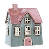Shudehill Giftware Keramisch dorp aardewerk theelichthouder (Grijs/Roze)