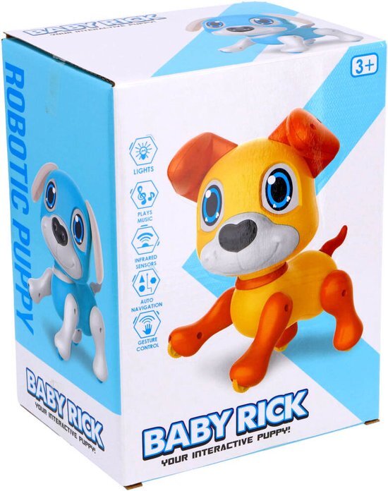 Robot Puppy Rick 20 cm + Licht en Geluid Geel/Oranje