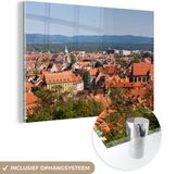 MuchoWow® Glass Painting 150x100 cm - Acrylic Glass Painting - View of Bamberg's Historic Center - Photo on Glass - Paintings
