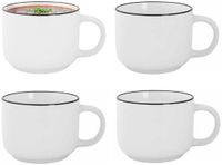 Cosy&Trendy Cosy en Trendy Soepkom Renee - 4x - wit - 14 x 8 cm - porselein - soep/saus kom - 480 ml