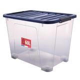 SUNDIS Wave Box, opbergbox met clip-on deksel, 60L, stapelbaar | Kunststof transparant, multifunctioneel en ideaal voor het opbergen van speelgoed, kleding en documenten