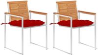 vidaXL Fauteuils de jardin 2 pièces avec coussins bois d'acacia massif et acier