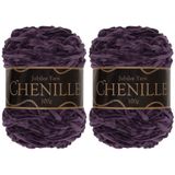 JubileeYarn Chenille Garen - Worsted Gewicht - 100g/cake - Amethist - 2 Taarten