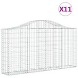 vidaXL Mur en gabion voûté 200x30x100/120 cm Fer Argent