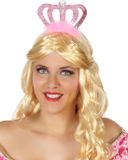 Atosa Prinses/koningin verkleed diadeem - roze kroon - Carnaval/themafeest