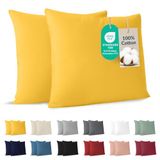 Dreamzie Taie d'oreiller, coton, 40 x 40 cm, jaune, 2 pièces, Oeko-Tex
