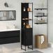 Armoire de salle de bain aspect chêne noir avec 2 étagères