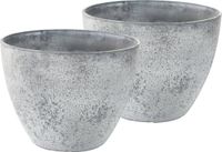 Ter Steege Pot de fleurs - Lot de 3x pièces - gris béton - plastique - poudre de pierre - 22 x 17 cm - Intérieur et extérieur