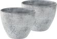 Ter Steege Pot de fleurs - Lot de 3x pièces - gris béton - plastique - poudre de pierre - 22 x 17 cm - Intérieur et extérieur