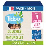 TIDOO Luiers maat 4 (7-18 kg) – 132 stuks – 12 uur droog – Gemaakt in Frankrijk