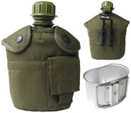 Mil-Tec US Plastic Canteen 900ml met beker en hoes - Olijfgroen
