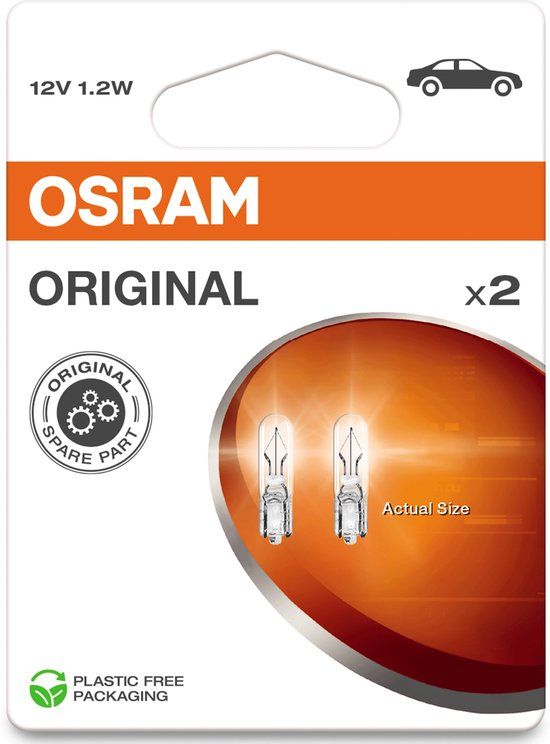Osram Oryginal Serie - Hulplamp - W1,2W - Recyclebare Verpakking - Glazen Voet