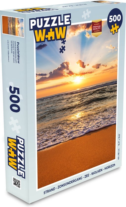 MuchoWow Puzzel Strand - Zonsondergang - Zee - Wolken - Horizon - Legpuzzel - Puzzel 500 stukjes - Sinterklaas cadeautjes - Sinterklaas voor grote kinderen