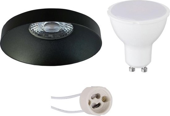 BES LED LED Spot Set - Pragmi Vrito Pro - GU10 Fitting - Inbouw Rond - Mat Zwart - 6W - Natuurlijk Wit 4200K - Ã˜82mm