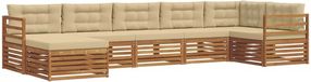 vidaXL - Salon de jardin en acacia - Salon de jardin d'angle - 7 places - Naturel et beige