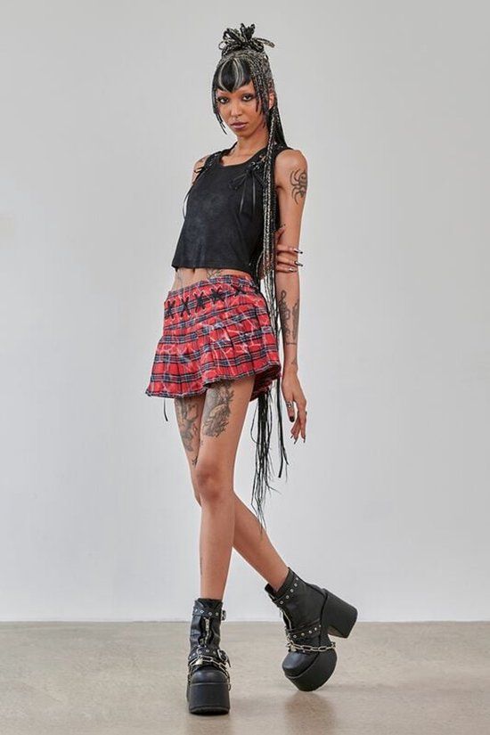 Banned RIOT PLEATS MINI SKIRT Dames Minirok - rood - L