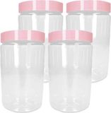 PLASTICFORTE Voorraadpot/bewaarpot - 6 stuks - 1L - Kunststof - Oudroze - 9.5 x 17 cm
