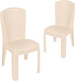 Garronda 2x Chaise de jardin, empilable, aspect rotin, beige, GD-0271