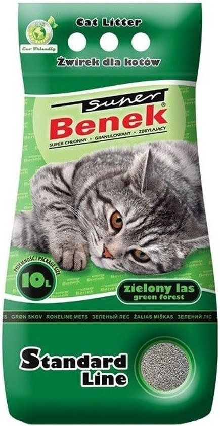 SUPER BENEK STANDARD Kattenbakvulling Bentoniet grit Groen bos 10 l