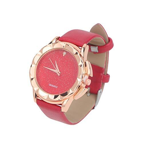 VILLCASE Polshorloge-Dames sterrenhemel design wijzerplaat horloges elegante riem jurk quartz horloge (rood)