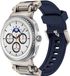 Strap-it 'Explorer' bracelet de sport en TPU geschikt voor Samsung Galaxy Watch 9 (40/44mm) / Watch 8 (40/44mm) / 8 Classic (46mm) – Bleu avec connecteurs Titane