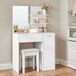 VASAGLE Table de maquillage, table de maquillage, avec miroir, 1 tiroir, 2 étagères, armoire de rangement, organisateur de maquillage, blanc RDT119W01