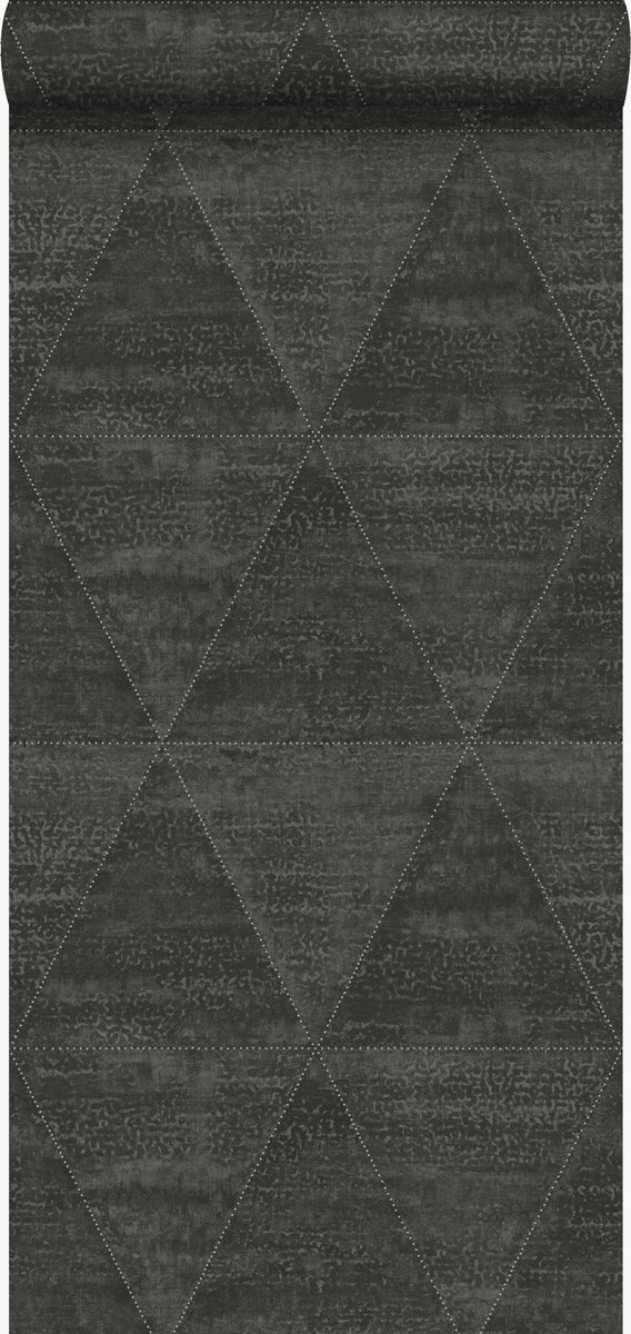 Origin Wallcoverings behang metalen driehoeken zwart - 337605 - 53 cm x 10,05 m