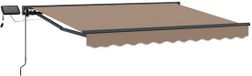 vidaXL Handmatige zonnetent met zonne-energie ledverlichting, taupe, 4 x 3,5 m