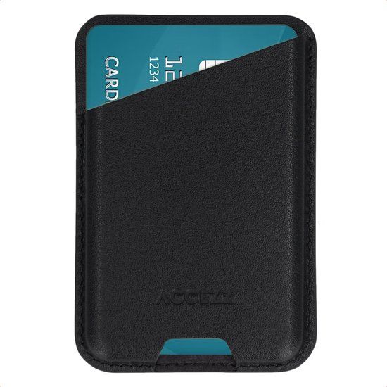 Accezz Magnetische Leren Pasjeshouder - Wallet Kaarthouder geschikt voor Apple Find My - Black