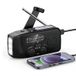 Radio solaire, Radio solaire à manivelle avec lampe de poche LED, Radio d'urgence AM/FM météo, Batterie 2000mAh, Manivelle-Dynamo, Powerbank pour Smartphone, Noir