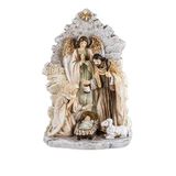 DRW Klassiek mysterie, 1 stuk, met kind in wieg en engel, van kunsthars, handbeschilderd, 25 cm