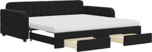 vidaXL Slaapbank met onderschuifbed en lades 100x200 cm fluweel zwart