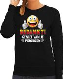 Bellatio Decorations Funny emoticon sweater Bedankt geniet van je pensioen zwart voor dames - Fun / cadeau trui XL