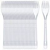 Excellent Houseware | Fourchettes en plastique 25 pcs - 17,5 cm - Réutilisables - Transparents - Lavable au lave-vaisselle