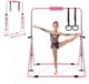 Merkloos Barre de gymnastique pour enfants - Barre de gymnastique pliable - Réglable en hauteur - Avec anneaux - Pour intérieur et extérieur - Capacité de charge 63,5 kg - Rose