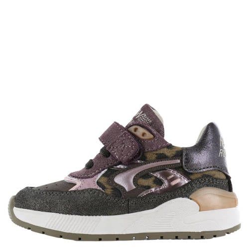 Shoesme suède sneakers - donkerbruin/donkerpaars
