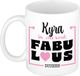 Bellatio Decorations Naam mok Kyra - wit - Fabulous - keramiek - 300 ml - cadeau collega beker - cadeau
