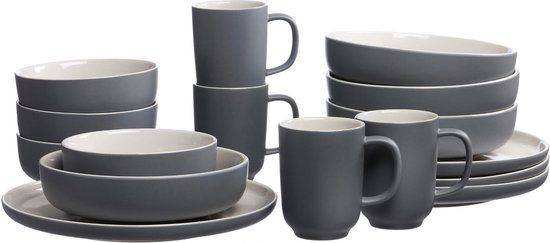 Kombiservice Jasper Set van 16 - Keramiek - grau