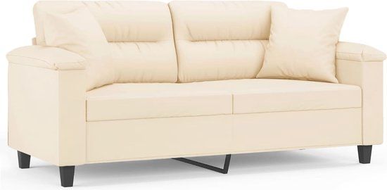 vidaXL Tweezitsbank met kussens 140 cm microvezelstof beige