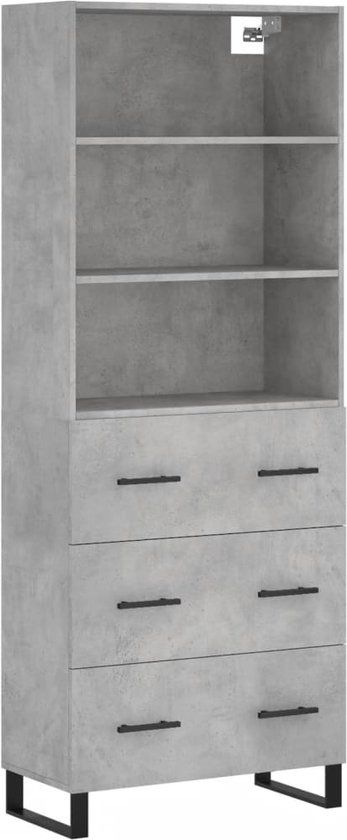 vidaXL Hoge kast 69,5x34x180 cm bewerkt hout betongrijs