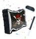 Relaxdays Piñata piratenvlag, met stok & masker, kinderpinata, verjaardag, om te vullen, 35x40x8 cm, zwart