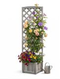 Merkloos Relaxdays Plantenbak met klimrek - 180x55x51 cm - Hout - Grijs