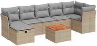 vidaXL 8-delige loungeset met kussens, polyrattan, beige
