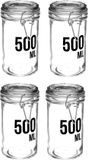 Secret de Gourmet 4x stuks inmaakpotten/voorraadpotten 0,5L glas met beugelsluiting